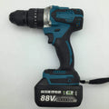 Cordless multifunction impact drill and screwdriver tool with a 13mm chuck and lithium battery pack.