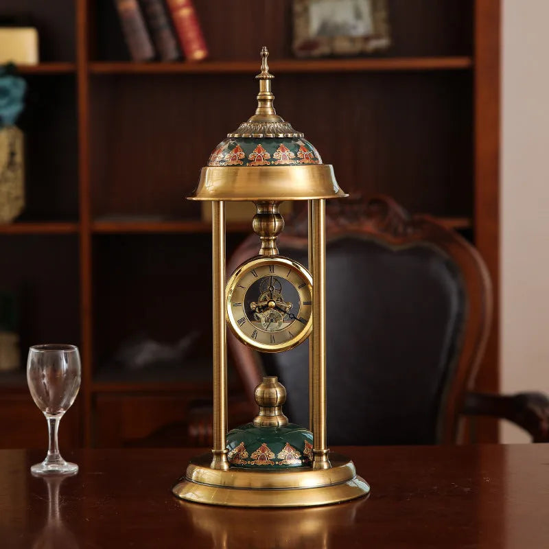 Nordic rectangular pendulum clock ornament with metal case and glass mirror