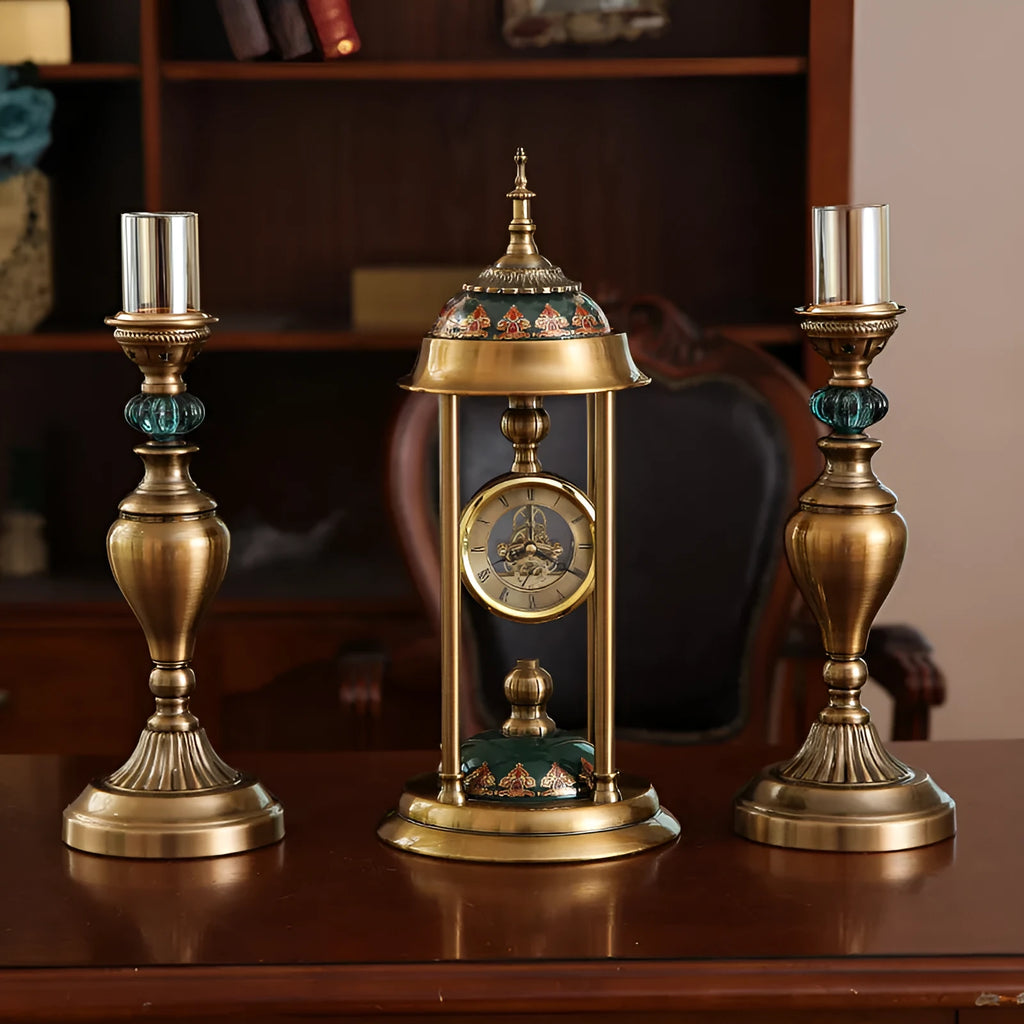 Nordic rectangular pendulum clock ornament with metal case and glass mirror
