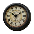 Round 6-inch European retro desk clock with silent sweep movement on wooden surface