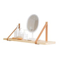 Pine wood wall-mounted storage rack or bookshelf with Nordic style design.