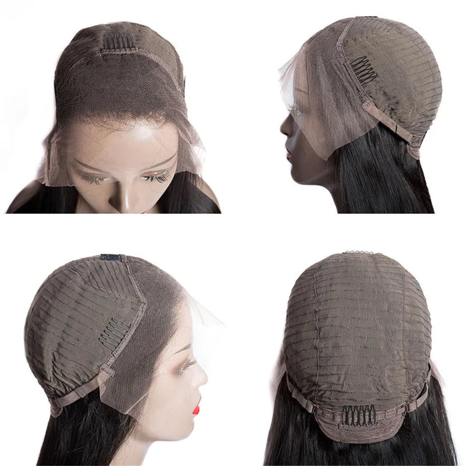 Real human hair 13x4 lace short bob wig in natural 1B colour with slanted bangs