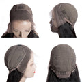 Real human hair 13x4 lace short bob wig in natural 1B colour with slanted bangs