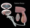 Pink Sokany handheld steam ironing brush with EU plug for clothes wrinkle removal