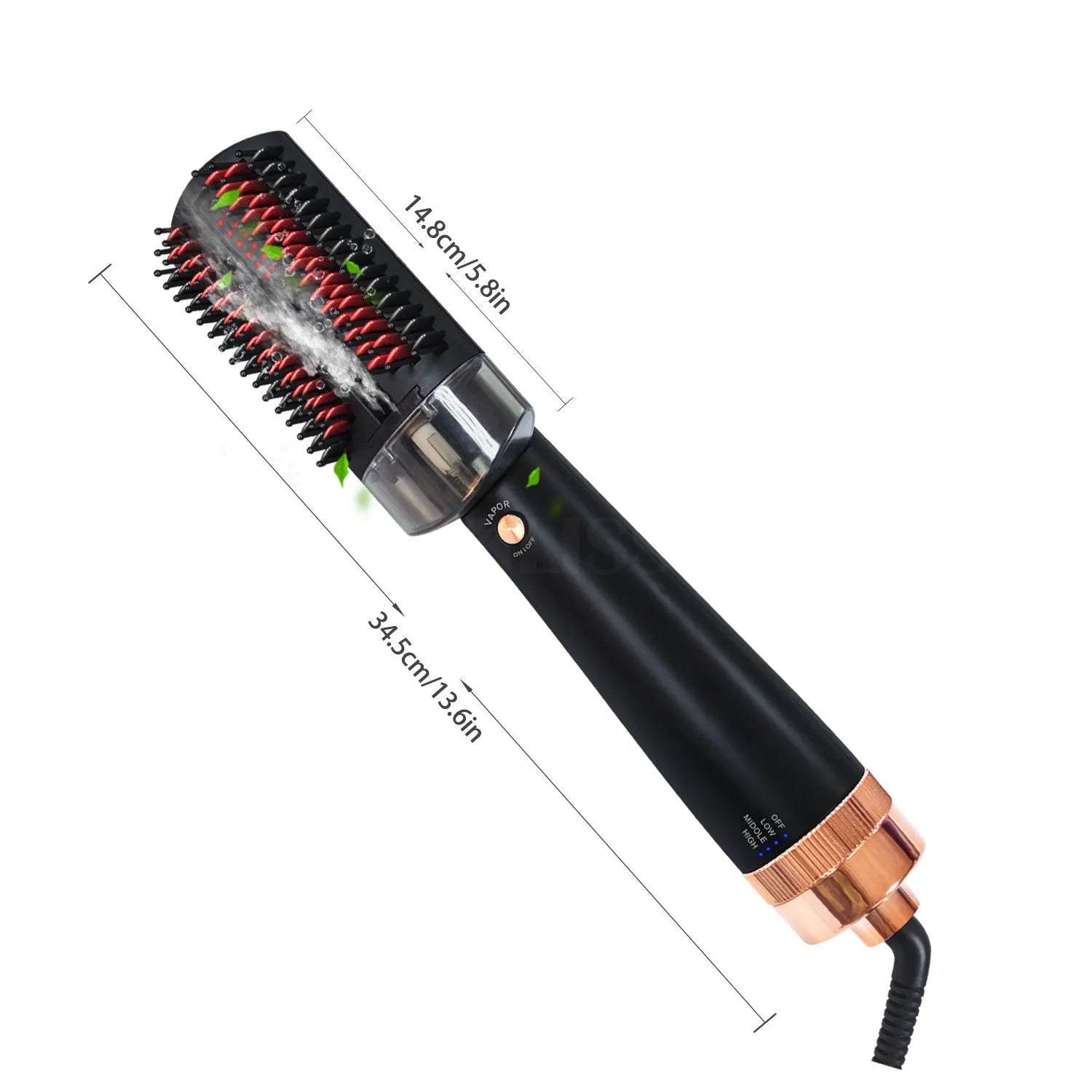 Black and pink hot air comb with infrared heating and anion spray technology