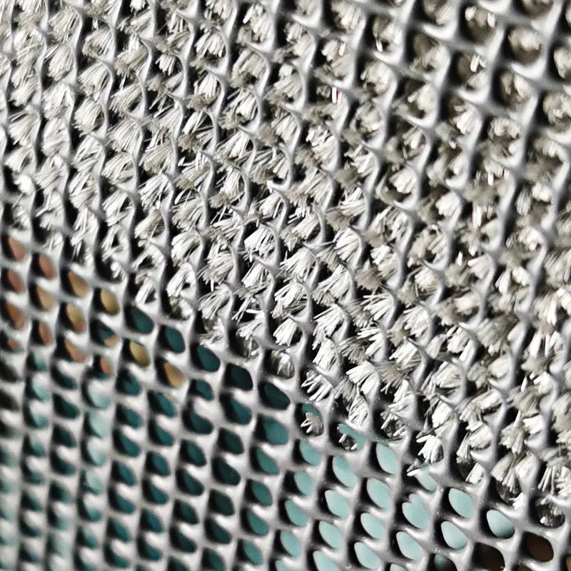 Blue window cleaning brush with double-sided sassafras head and a separate gap brush attachment on a white background.