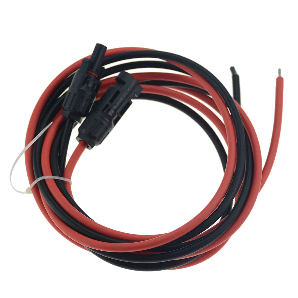 Black MC4 connector solar extension cable on a white background