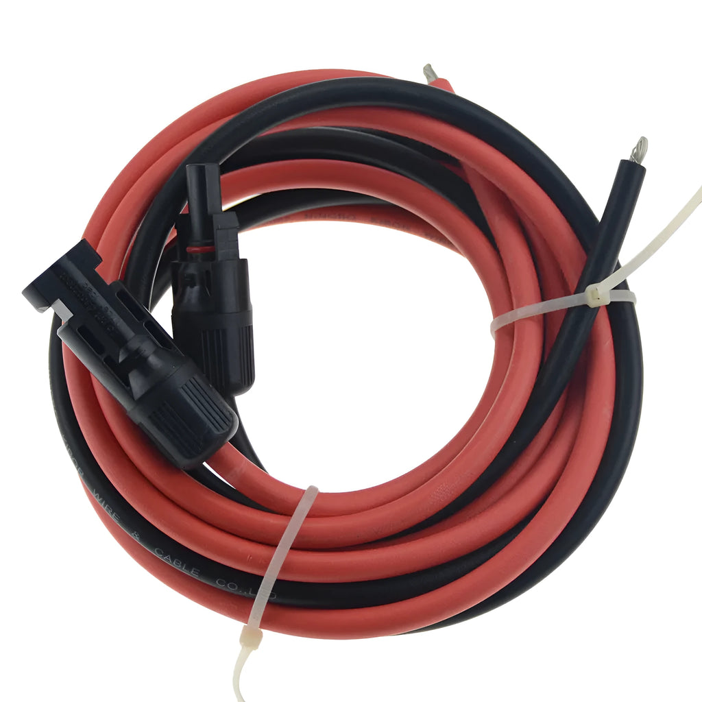 Black MC4 connector solar extension cable on a white background