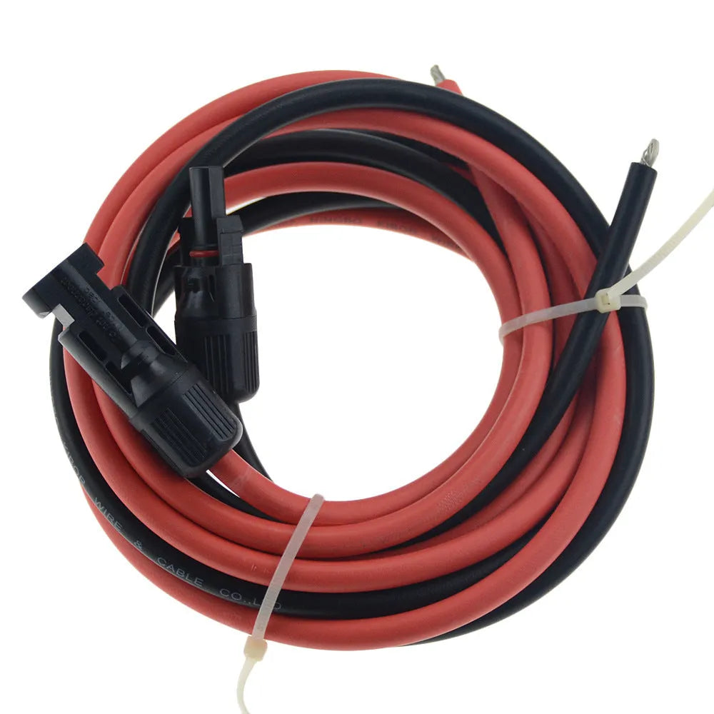 Black MC4 connector solar extension cable on a white background