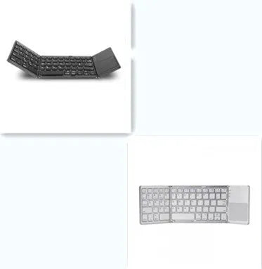 Folding Bluetooth keyboard with black keys and touch plate