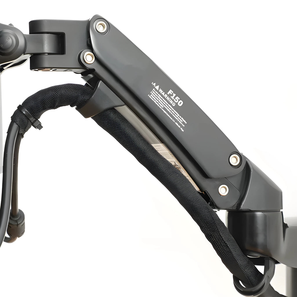 Black wall-mounted computer monitor stand with telescopic lifting mechanism and rotating screen mount