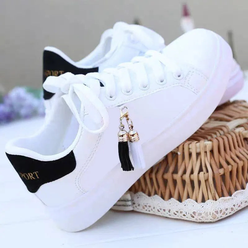 White mesh women's casual trainers with rubber sole in black or pink colour options