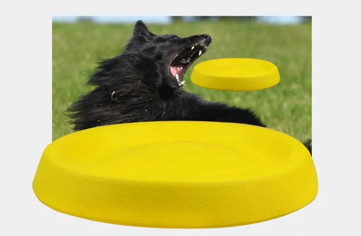 Yellow EVA dog training throwing toy for interactive play and bonding exercises