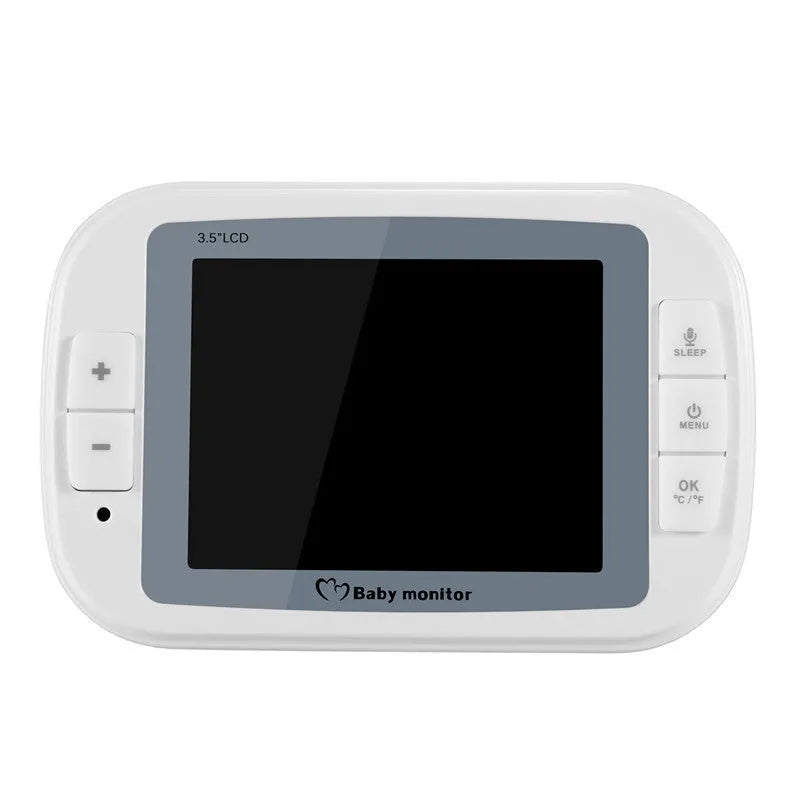 3.5 inch digital wireless baby monitor with white UFO-style camera and temperature display