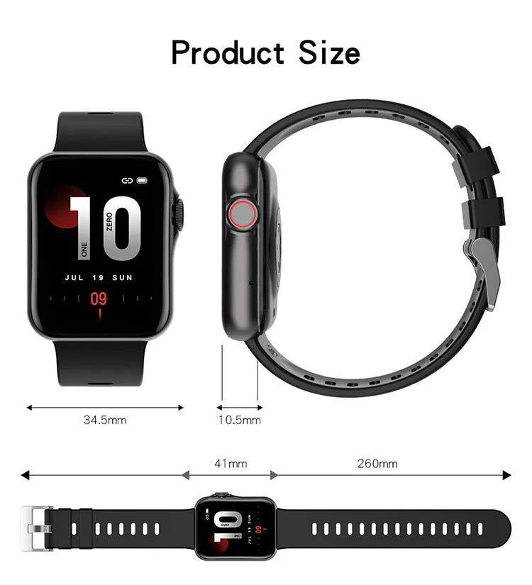 D06 smart watch with colour screen and Bluetooth calling on wrist, showing split screen display interface
