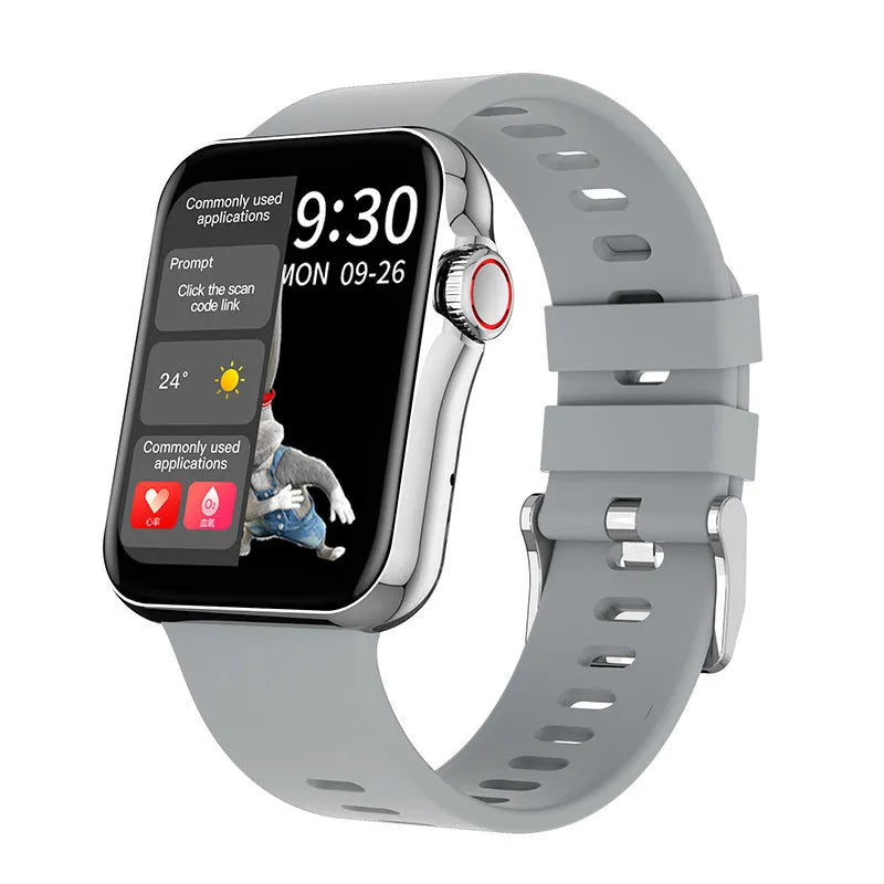 D06 smart watch with colour screen and Bluetooth calling on wrist, showing split screen display interface