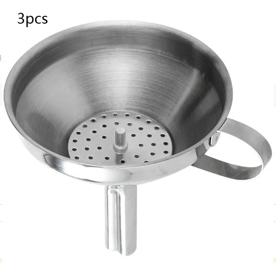 Small mini funnel made of 201 stainless steel with fine filter sieve layer and 1.6cm tube thickness
