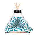 Canvas pet tent in black stripes with cushion mat, small size 40x40x50cm