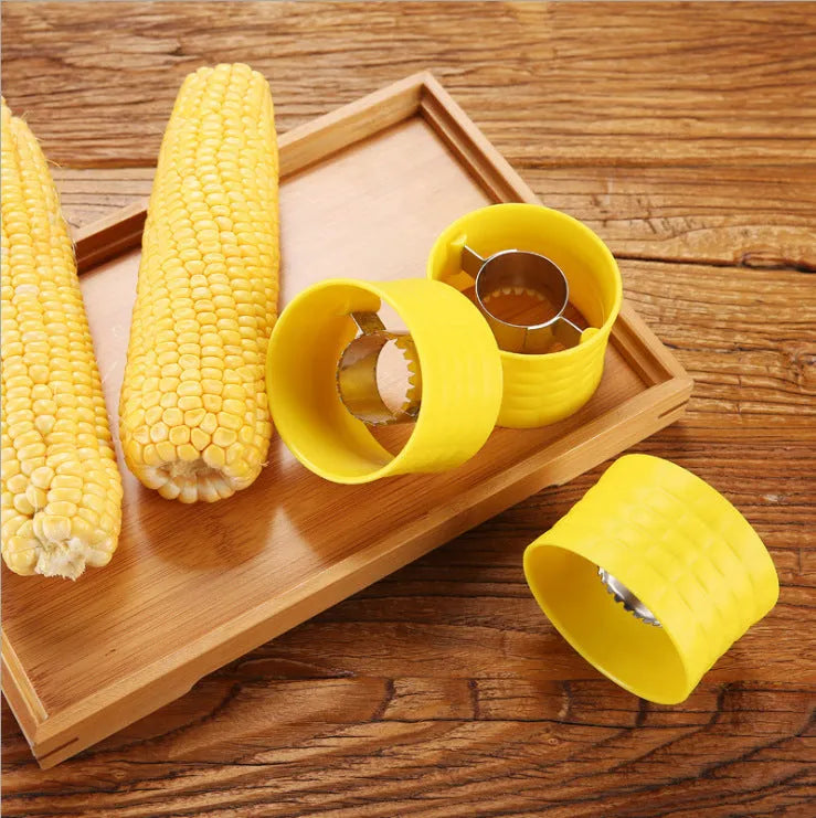 Yellow manual corn grinder thresher with corn-kernel-shaped PP plastic grip