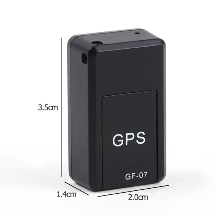 Black magnetic mini GPS tracker device with compact 35mm dimensions for vehicle tracking