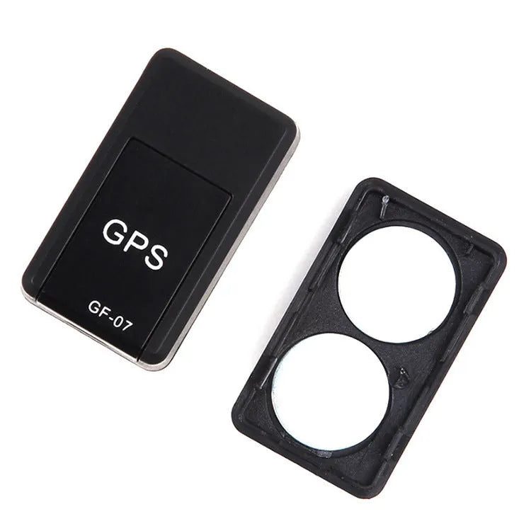 Black magnetic mini GPS tracker device with compact 35mm dimensions for vehicle tracking