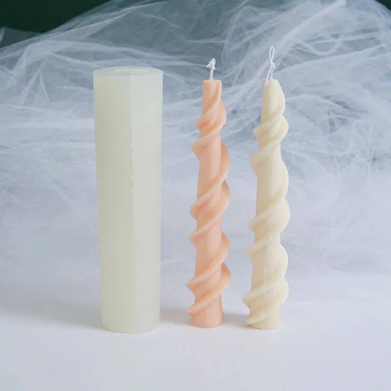 Screw wax silicone rotating lace candle mold in photo colour for creating spiral decorative candles
