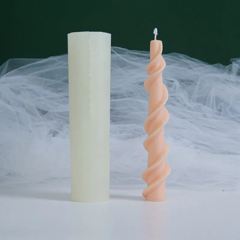 Screw wax silicone rotating lace candle mold in photo colour for creating spiral decorative candles