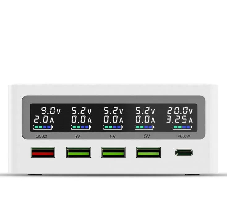 PD65w laptop and mobile phone multi-port USB wireless charger with five charging interfaces