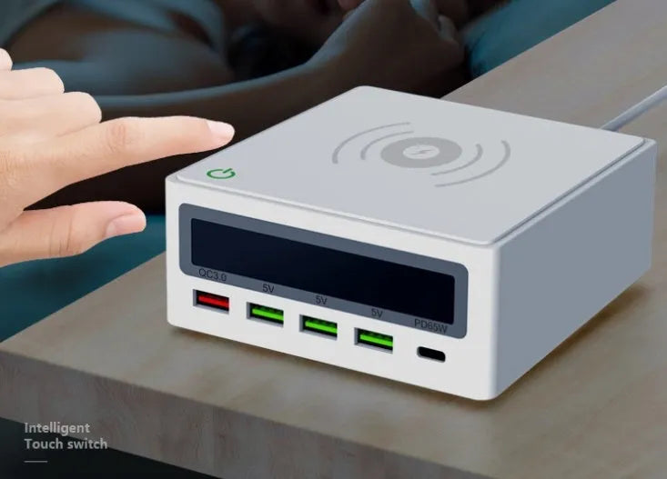 PD65w laptop and mobile phone multi-port USB wireless charger with five charging interfaces