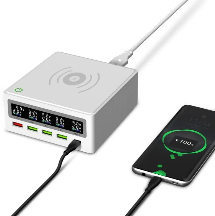 PD65w laptop and mobile phone multi-port USB wireless charger with five charging interfaces