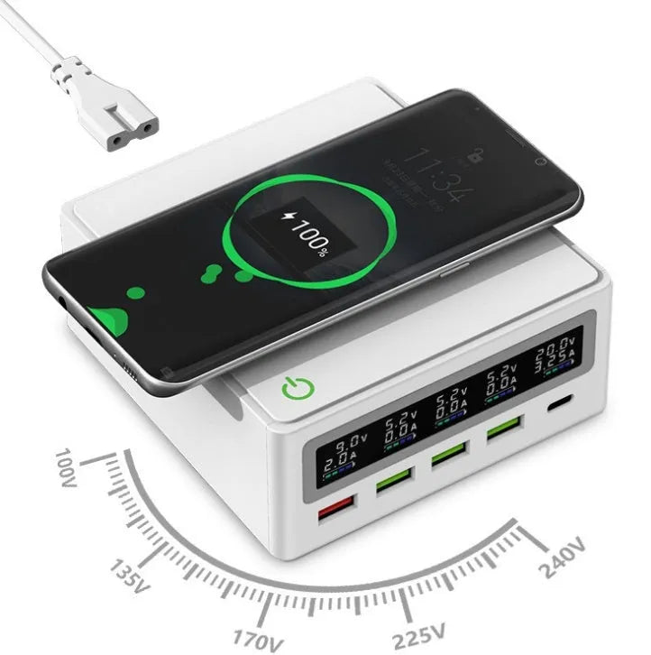 PD65w laptop and mobile phone multi-port USB wireless charger with five charging interfaces