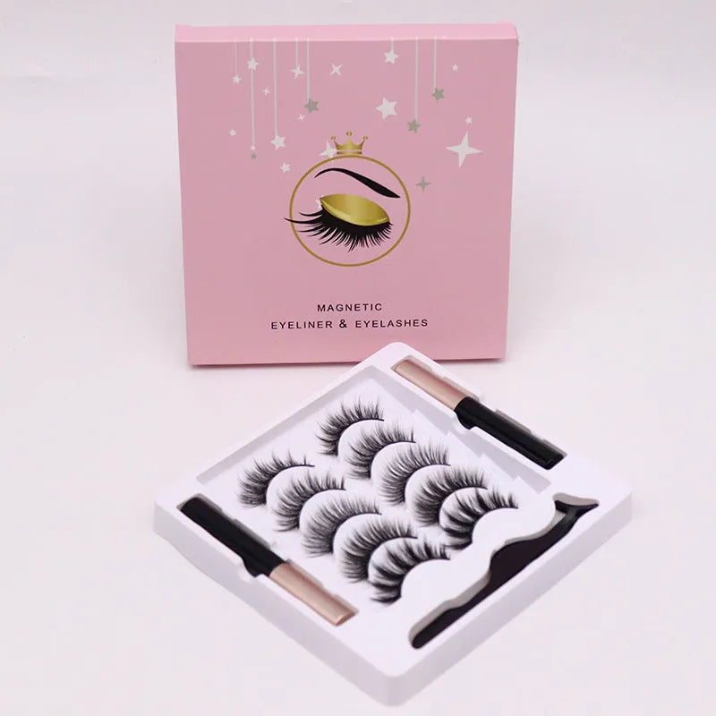 Magnetic eyelashes and eyeliner set with 5 pairs of reusable false lashes