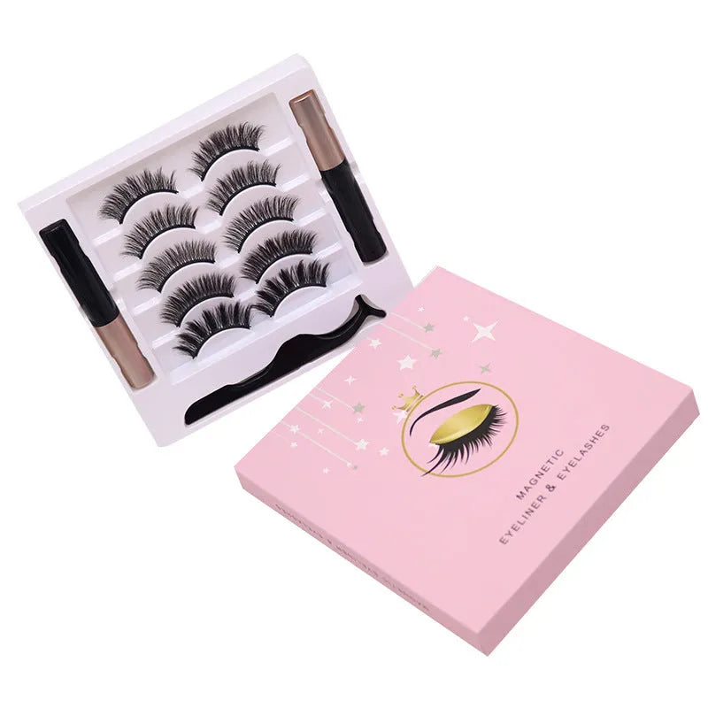 Magnetic eyelashes and eyeliner set with 5 pairs of reusable false lashes