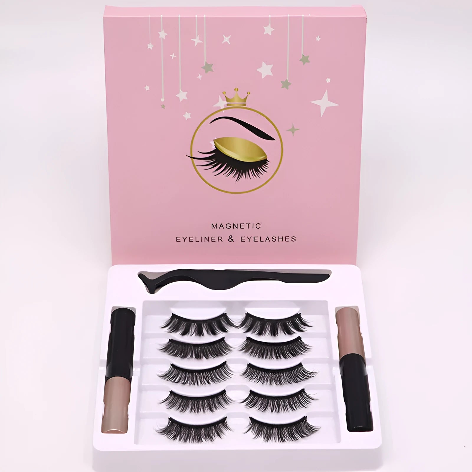 Magnetic eyelashes and eyeliner set with 5 pairs of reusable false lashes