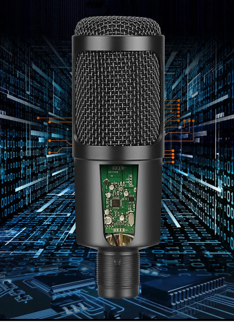 Zhongtong AK-6 black USB condenser microphone with bracket on desk