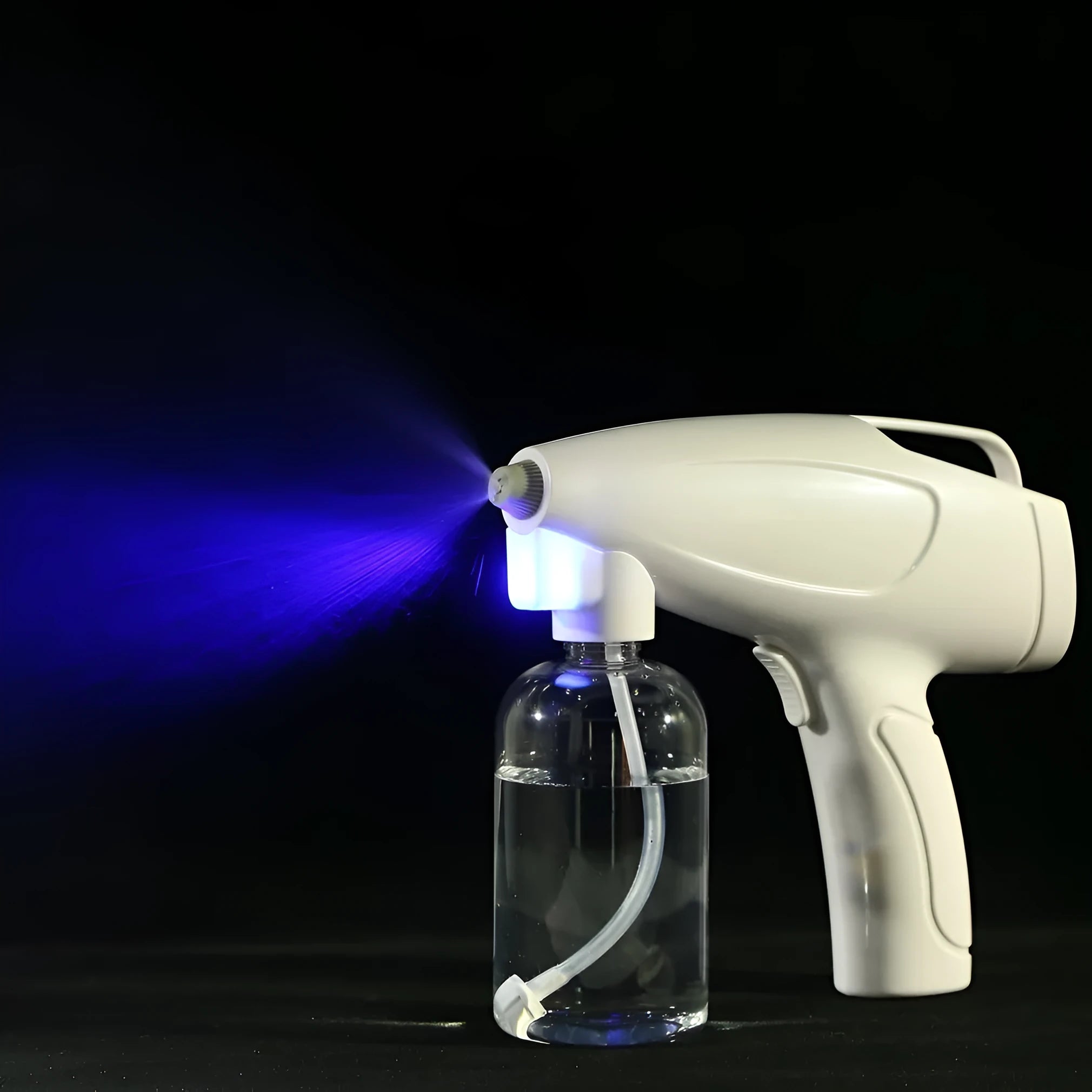 White handheld cordless electric spray gun with USB-C charging port and anti-clogging nozzle