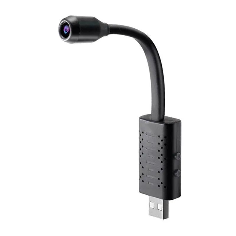 U21 wireless surveillance camera with compact ABS plastic housing showing lens and USB connection