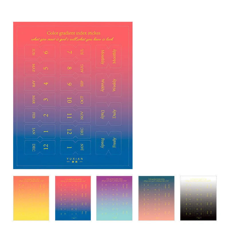 Ten A5 sheets of gradient Morandi colour label stickers for scrapbooking and journals.