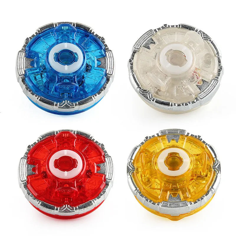 Luminous gyro bottom toy component in blue, red, white, or yellow colours with gyro accessories.