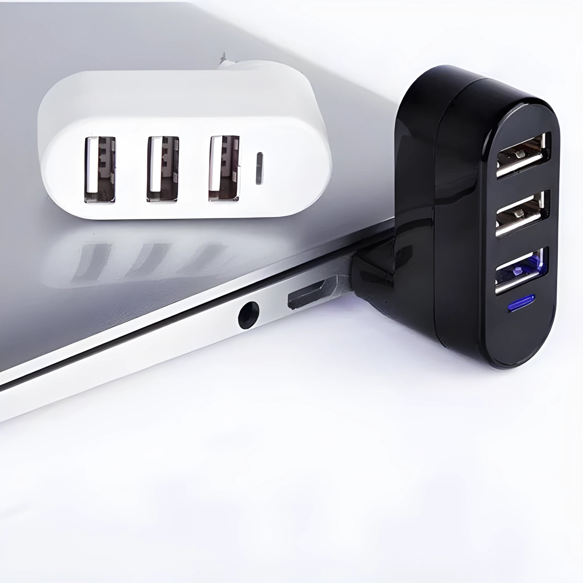 USB splitter hub with multi-interface spin colour design in black and white colour options