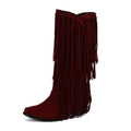 Women's suede high boots with chunky heel and waterproof platform sole in beige colour