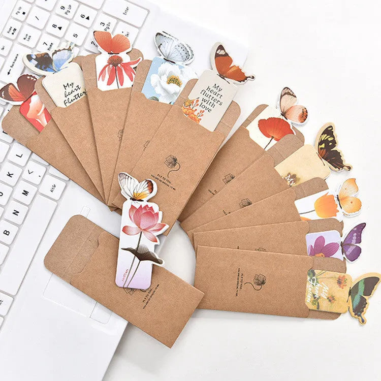 Butterfly paper bookmark with Japanese and South Korean stationery design measuring 13.5cm by 5.5cm