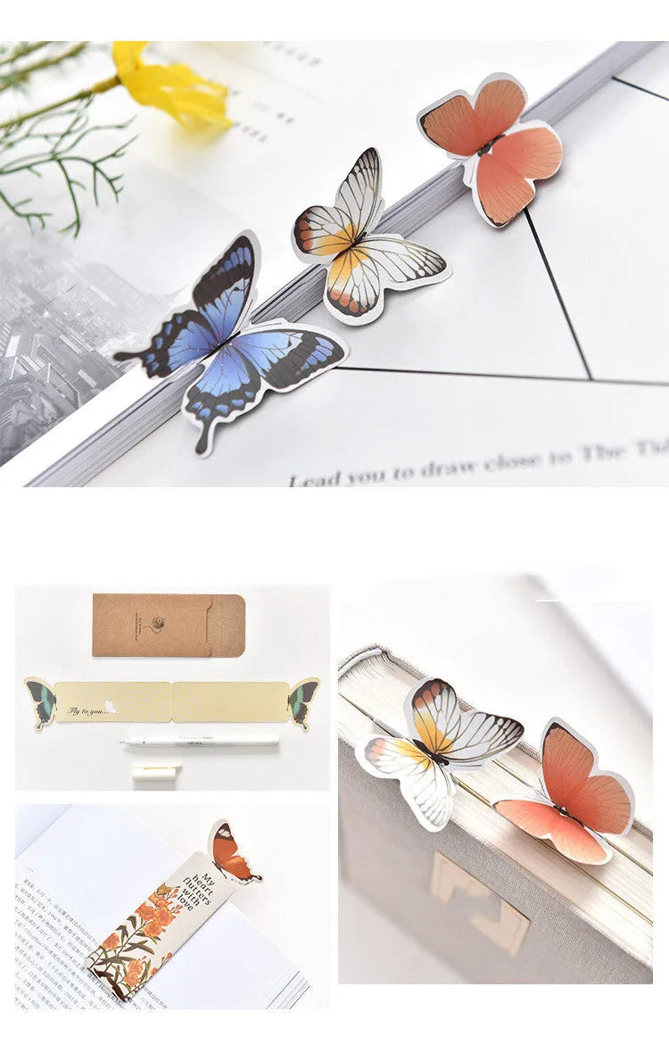 Butterfly paper bookmark with Japanese and South Korean stationery design measuring 13.5cm by 5.5cm