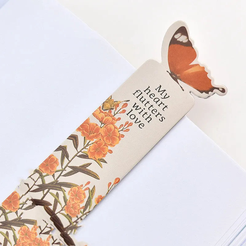 Butterfly paper bookmark with Japanese and South Korean stationery design measuring 13.5cm by 5.5cm