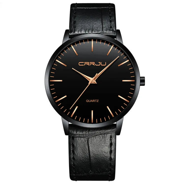 Casual quartz watch with alloy case, plexiglass crystal and mesh strap in black and gold colour options