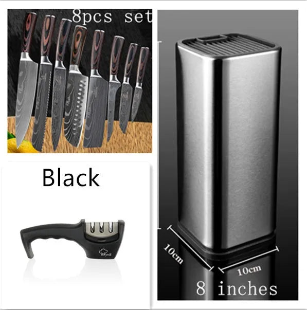 Chef knife with Damascus steel blade, color steel handle, 30cm length for kitchen use
