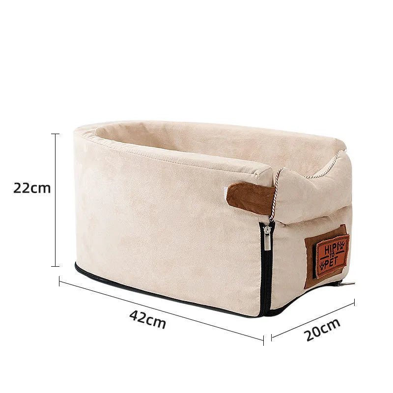 Pet house car mat for small pets in oval beige colour, 42x20x22cm