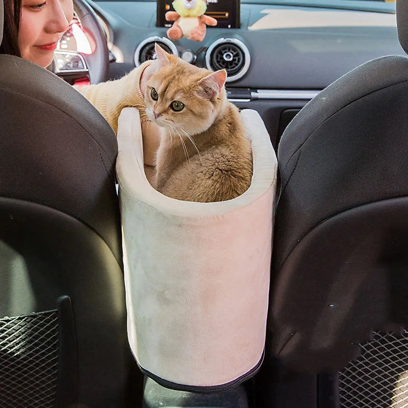 Pet house car mat for small pets in oval beige colour, 42x20x22cm