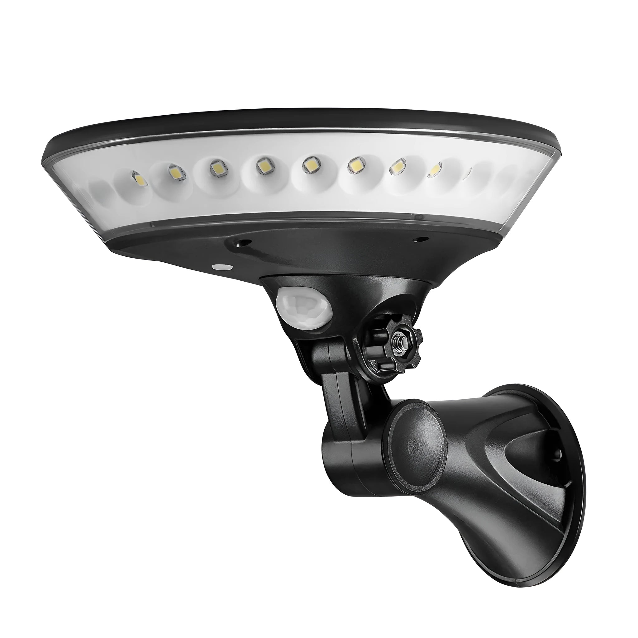 360-degree solar-powered garden light with motion sensor in ABS plastic housing for outdoor use