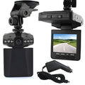 F198B black car DVR dash cam with 2.5 inch screen and 270 degree wide angle lens attached to bracket